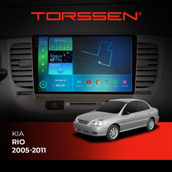 Штатна магнітола Torssen 2K Kia Rio 05-11 F9432 4G Carplay DSP