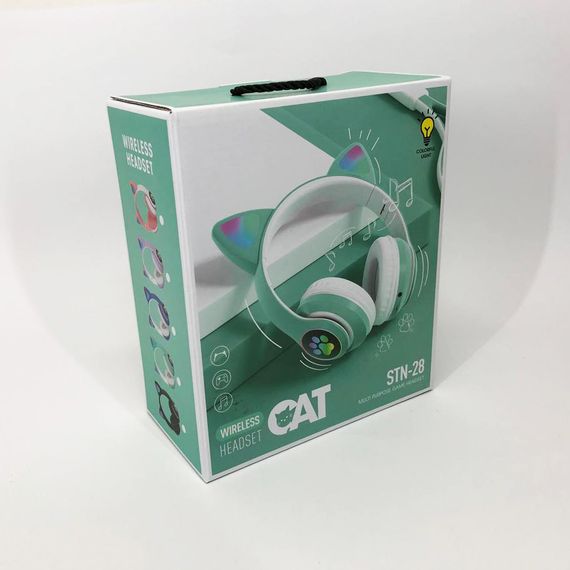 Детские аудио наушники CAT STN-28 зеленые, Беспроводные наушники cat ear, Наушники для HI-706 детей беспроводные | Зображення 4