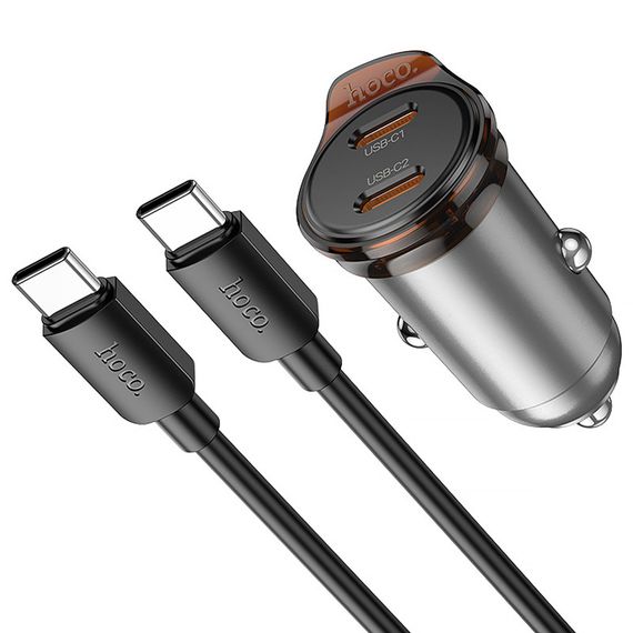 АЗУ Hoco NZ16B Rigorous PD45W (2USB-C) + кабель Type-C to Type-C Metal grey | Зображення 2