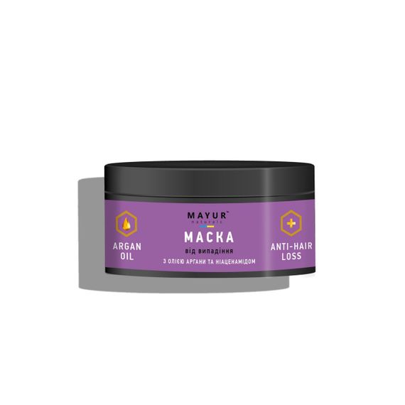 Маска для волосся натуральна проти випадіння регенерувальна з аргановою олією і ніаценамідом, ТМ Mayur 250 мл | Зображення 1