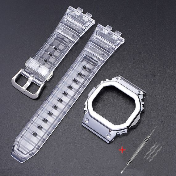 Ремінець + безель (рант) для Годинник C2asio G-Shock GMW-B5000 Transp Silver SI