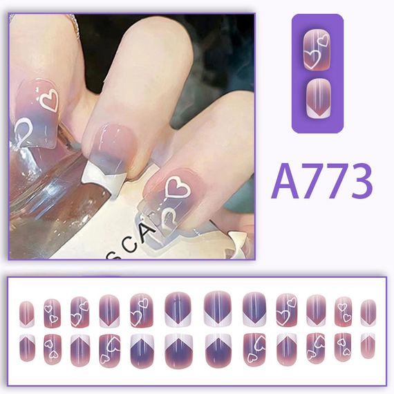 Накладні нігті з клеєм A773 Фіолетовий 24 шт (A9881) | Зображення 7