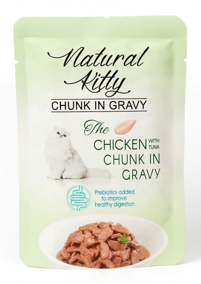 Вологий корм для котів з куркою та тунцем Natural Kitty Chunk In Gravy Chicken And Tuna, 85 гр