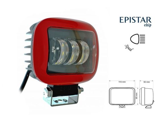 Светодиодная фара AllLight 30W(A) 3chip spot 9-30V КВАДРАТНАЯ (RED) | Зображення 2