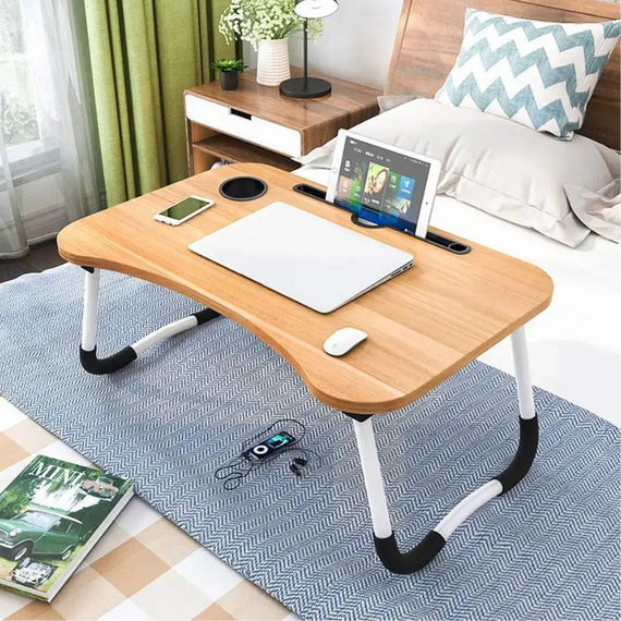 Портативний стіл для ноутбука, Столик-підставка для сніданків і ноутбука, складаний дерев'яний столик для ноутбука   знижка | Зображення 5