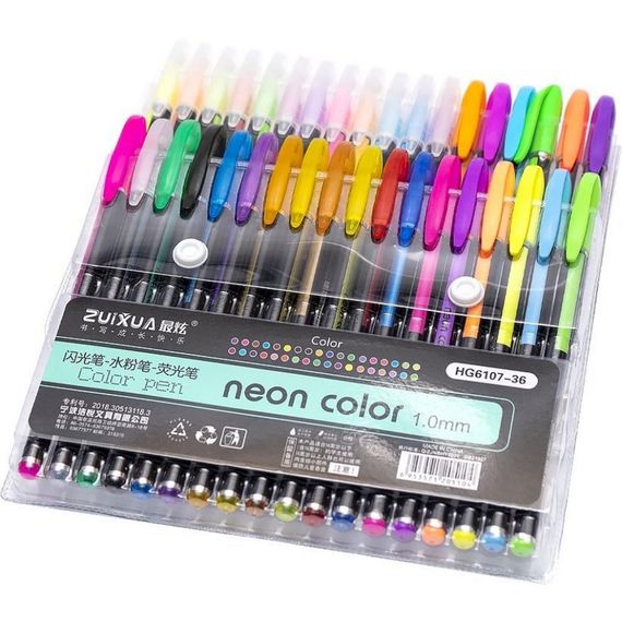 Набір гелевих ручок "Neon color" HG6107-36, 36 кольорів | Зображення 1
