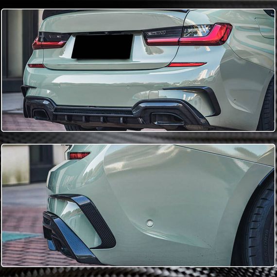 Накладки на задній бампер Flap (для M-Sport 2018-2022, Карбон) для BMW 3 серія G20/21 2018- рр | Зображення 5