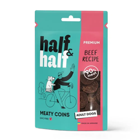 Ласощі для собак Half&Half Meaty Coins Adult м'ясні монетки, з яловичиною 100г