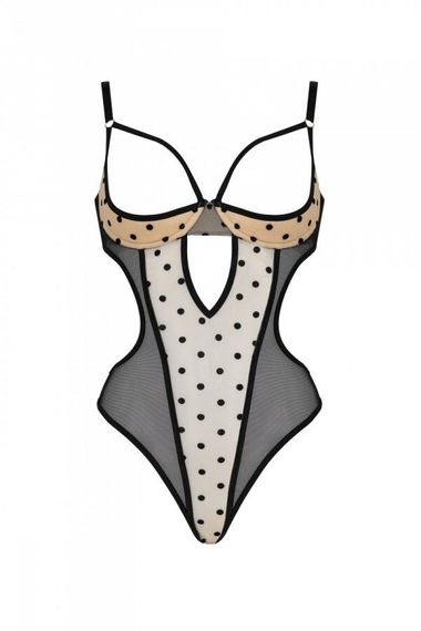 Еротичне боді Passion MARINA BODY, XXL/XXXL, beige, з відкритими чашками | Зображення 2