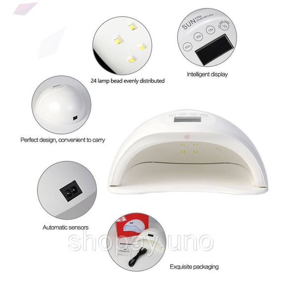 LED Лампа для маникюра SUN 5 48W+LCD для полимеризации сушки геля и гель-лаков | Зображення 2