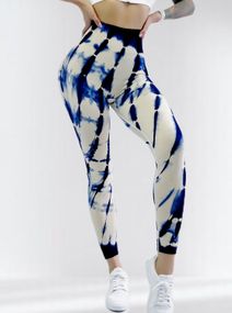 Лосіни пуш ап для фітнесу LILAFIT Біло-синій М (LFL000025)