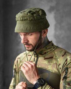 Панама мужская тактическая маскировочная камуфляжная  с молями etnest олива   ВТ1029