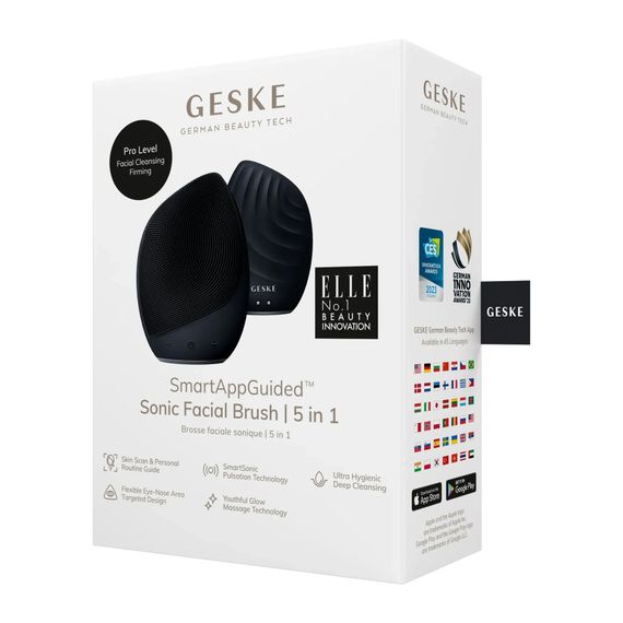Електронна ультразвукова щітка для обличчя GESKE Sonic Facial Brush 5в1 gray, Чорний | Зображення 7