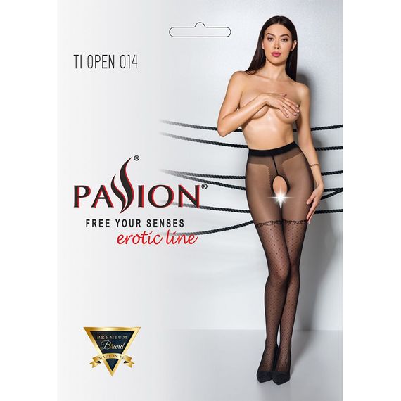 Колготки з відкритим доступом, імітація панчіх Passion TIOPEN 014 1/2 (20 den), black | Зображення 4