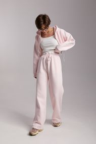 Спортивний костюм з коротким худі та прямими штанами - пудра цвет, S (є розміри)