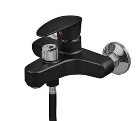 Змішувач для ванни Plamix CEZAR-009 EURO SET Matte black, зі шлангом, лійкою та кронштейном (PM0693)