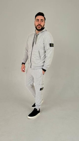 Спортивний костюм Stone Island з худі на молнії сірий | Зображення 1