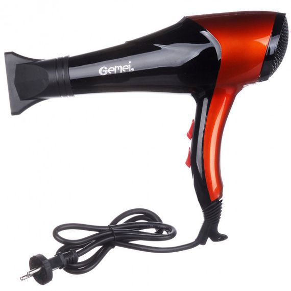 Фен GEMEI GM-1766 2.6кВт АС, фен для головы, женский фен для волос, фен сушка. Цвет: оранжевый | Зображення 1