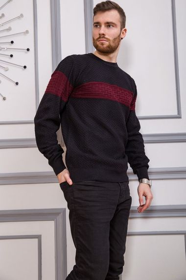 Светр чоловічий, колір чорно-бордовий, 161R730 | Зображення 2