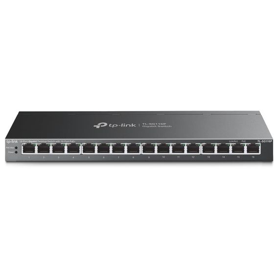Комутатор TP-Link TL-SG116P 16xGE (16xPoE), 120Вт, Некерований (TL-SG116P)