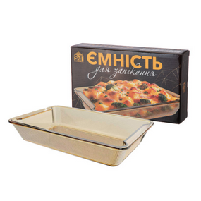 Ємність для запікання 2л 33*20*6см прямокутна з ручками скло 50022-02 S&T