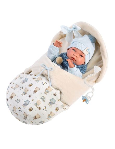 Велика Вінілова Іспанська Лялька Немовля Llorens Новонароджений Хлопчик Пупс 40 см в Прогулянковому Конверті Ллоренс | Зображення 1