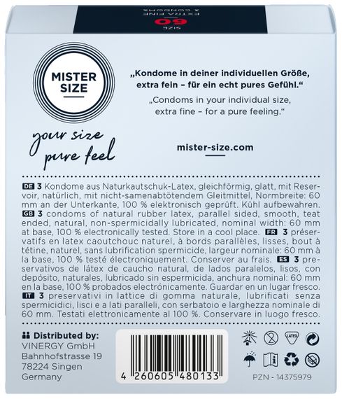 Презервативы Mister Size 60 mm (3 шт) Sex Aura | Зображення 1