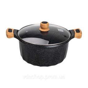 Большая алюминиевая кастрюля объемом 11 литров с крышкой Ø32 см с антипригарным покрытием MGC HP-4-435B