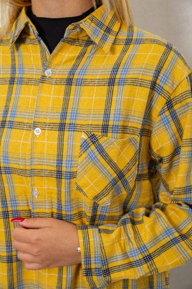 Сорочка жіноча в клітинку, колір жовтий, 244R1070-1 | Зображення 5