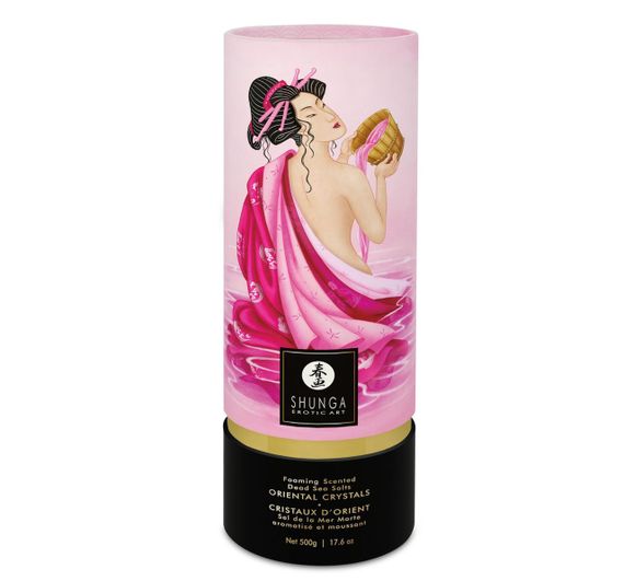 Пенящаяся соль для ванны Shunga Dead Sea salt Oriental Crystals — Rose Petal (500 г), соль Мертвого