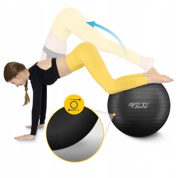 М'яч для фітнесу (фітбол) 4FIZJO 75 см Anti-Burst Black (P-5907739316370) | Зображення 3