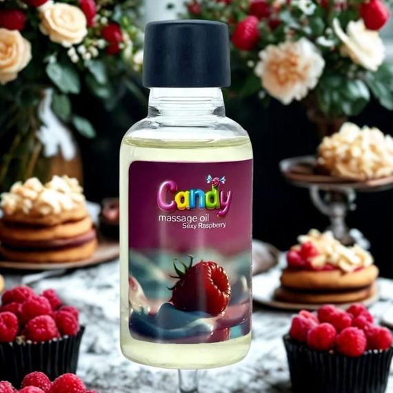 Масажна олія Candy Massage Oil Sexy Raspberry з ароматом малини, 50 мл Sex Aura | Зображення 1