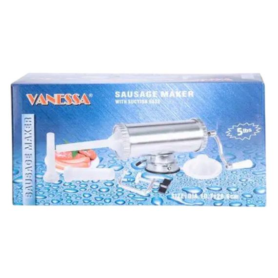 Шприц для ковбаси ручний 11×30 см горизонтальний ковбасний шприц 2 л для фаршу 3 насадки 16788-2 | Зображення 7