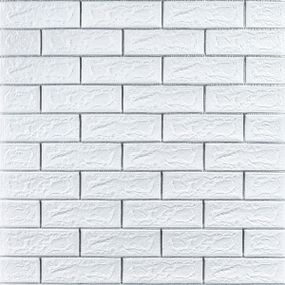 Самоклеюча 3D панель цегла біла смужка срібло 700х770х5мм (100-5) SW-00000753