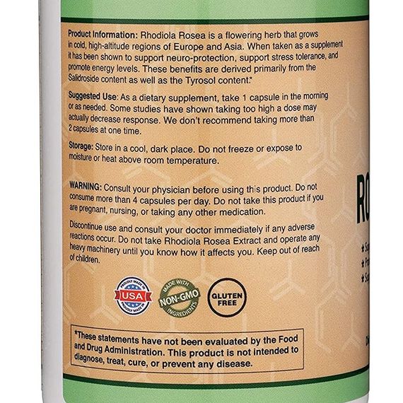 Радіола Double Wood Rhodiola Rosea Extract 500 mg 120 Caps | Зображення 2