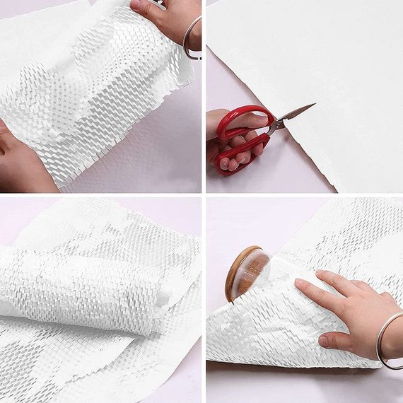 Cотовая крафт-бумага PaperPack, рулон - 30 см х 20 м, белая | Зображення 6