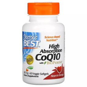 Коэнзим Doctor's Best High Absorption CoQ10 with BioPerine 200 mg 60 Veg Softgels