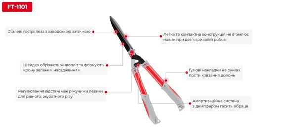 Ножницы INTERTOOL FT-1101 для живой изгороди 584мм | Зображення 6