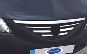 Накладки на решітку радіатора (нерж.) Carmos -Турецька сталь для Dacia Logan I 2005-2008 рр