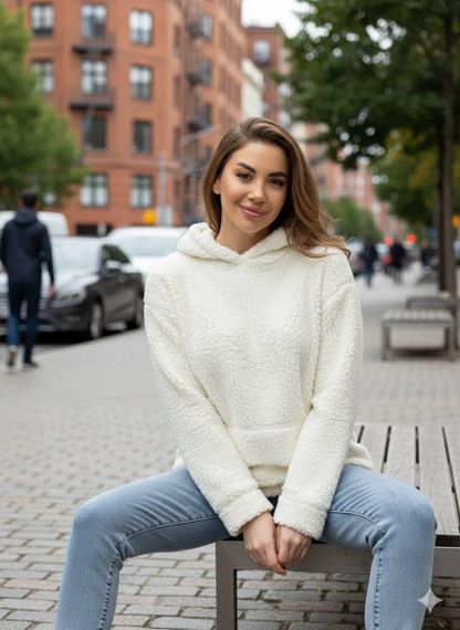 Худі жіноче зимове "Затишне тепло в кожному дотику" Sofia Н-006 Білий, 44-46 | Зображення 2