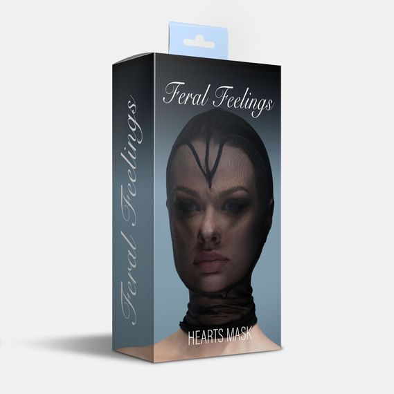 Маска серце сітка із повністю закритим обличчям Feral Feelings - Hearts Mask Black/Black | Зображення 1