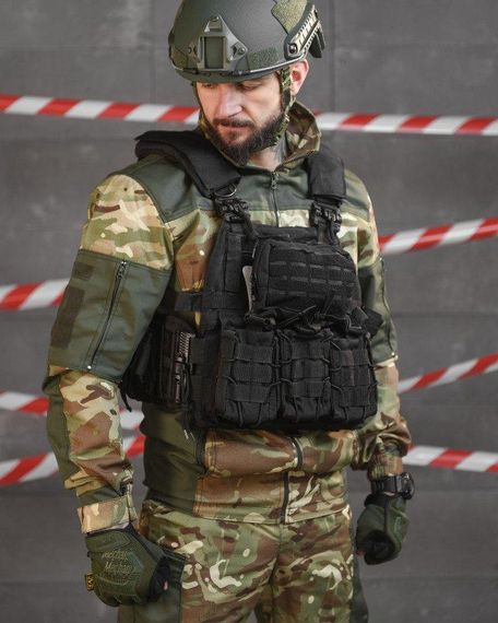 Тактическая плитоноска с четырьмя  точками быстрого сброса  Asdag  black  ВТ6796