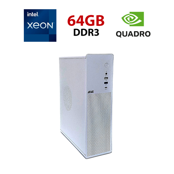 Робоча станція 2E 2E-V90W-400 Tower / Intel Xeon E5-2650 V2 (8 (16) ядер по 2,6-3,4 ГГц) / 64 ГБ DDR3 / 256 ГБ SSD NVMe / nVidia Quadro K1200, 4 ГБ GDDR5, 128-біт / Win 10 без ліцензії б/в