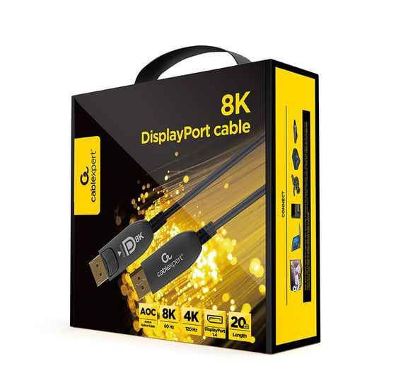 Кабель Cablexpert CC-DP8K-AOC-20M, DisplayPort V.1.4, вилка/вилка, з позолоченими контактами, 20 м | Зображення 2