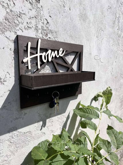 Настенный держатель для ключей из дерева Home Ключница из фанеры в стиле лофт Органайзер для ключей и мелочей | Зображення 4