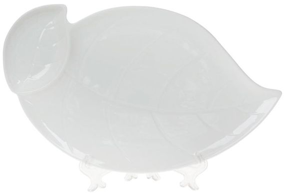 Блюдо порцелянове "White Leaf" з соусником 33см, біле