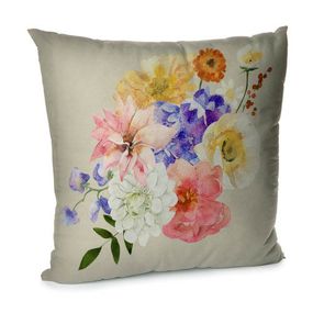 Подушка диванна з оксамиту Пионы, герберы 45x45 см (45BP_23M015)