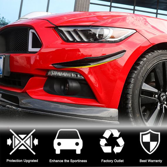 Накладки на передній бампер (2015-2017, Карбон) для Ford Mustang рр | Зображення 1