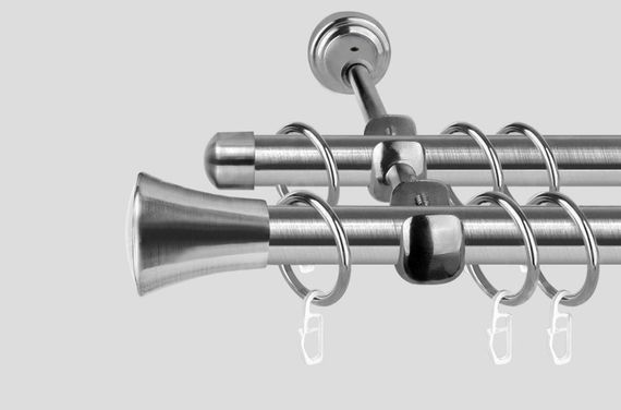 Карниз для штор металлический, двухрядный 19 мм Принц Сталь 200 см.