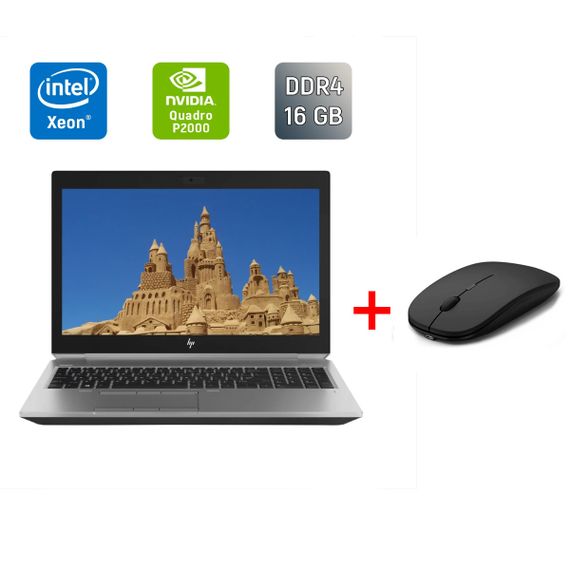 Мобільна робоча станція HP zBook 15 G5 / 15.6" (1920x1080) IPS / Intel Xeon E-2176M (6 (12) ядер по 2.7 - 4.4 GHz) / 16 GB DDR4 / 240 GB SSD / nVidia Quadro P2000, 4 GB GDDR5, 128-bit / TouchID / WebCam б/в + Подарунок Бездротова миша / USB
